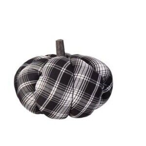 Cloth Plaid Black & White Fall Pumpkin Decoration - NEW